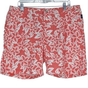 Cole coral white tropical flower print swim trunks men's size 36